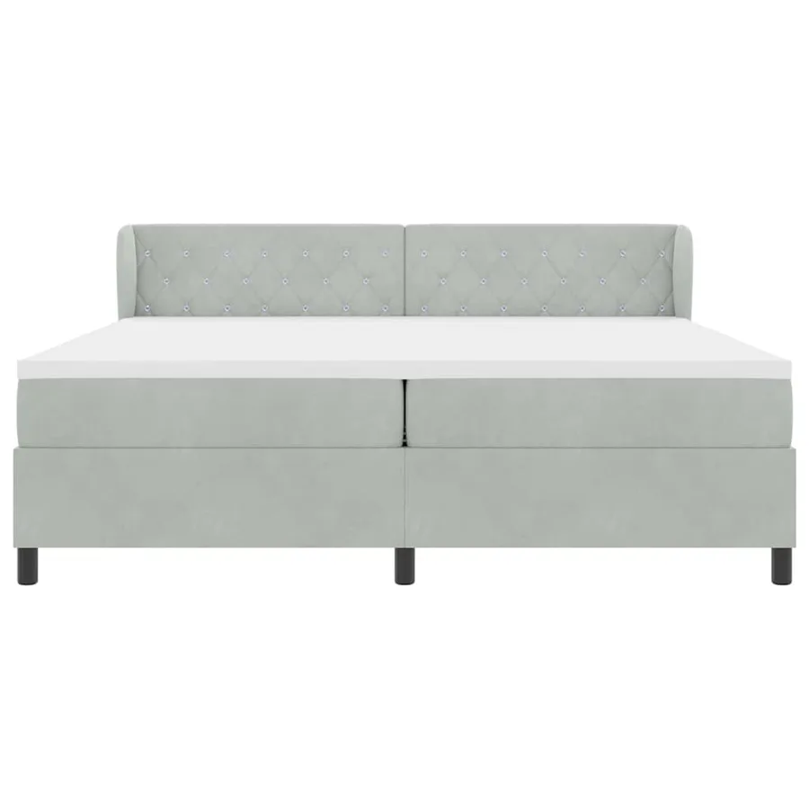 Lit à ressorts avec matelas Gris clair 200 x 200 cm Velours - 6