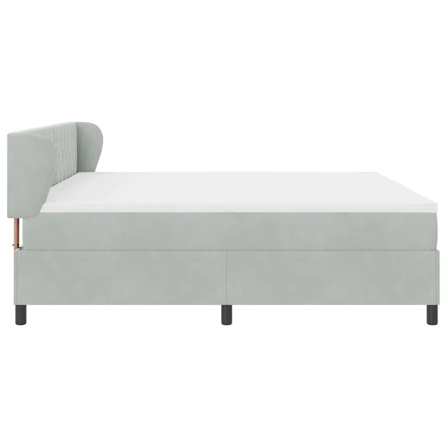 Lit à ressorts avec matelas Gris clair 200 x 200 cm Velours - 7