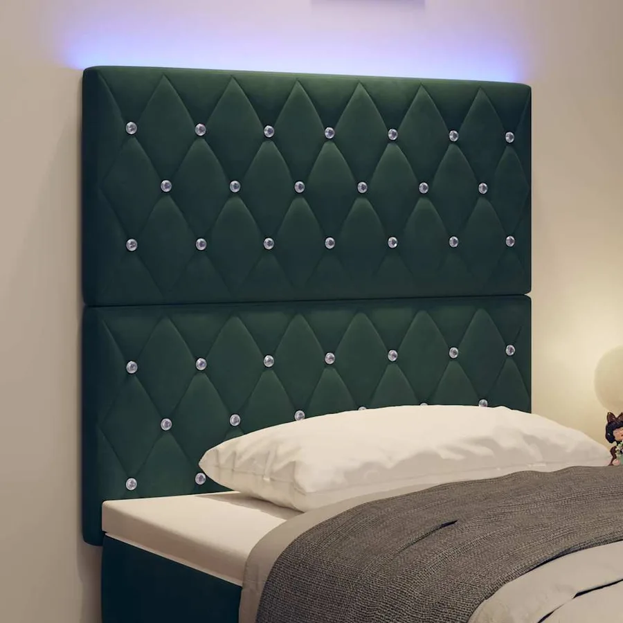 Tête de lit LED avec bandes LED Vert foncé 100 cm Velours - 4
