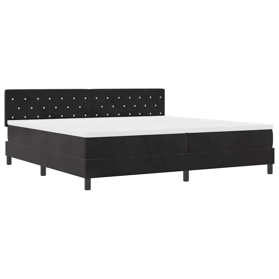 Lit à ressort LED avec matelas Noir 200 x 200 cm Velours - 2