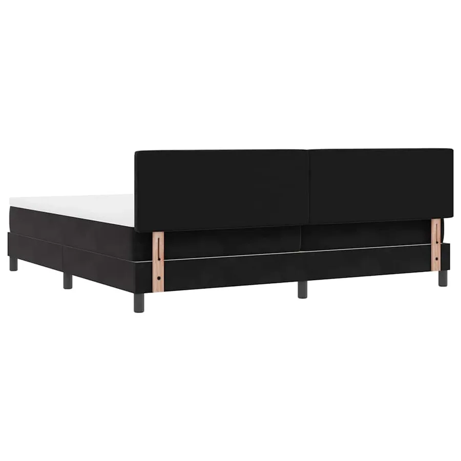 Lit à ressort LED avec matelas Noir 200 x 200 cm Velours - 8