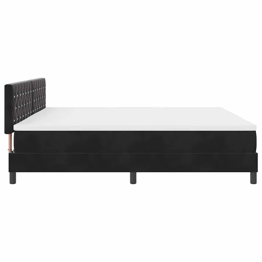 Lit à ressort LED avec matelas Noir 200 x 200 cm Velours - 9