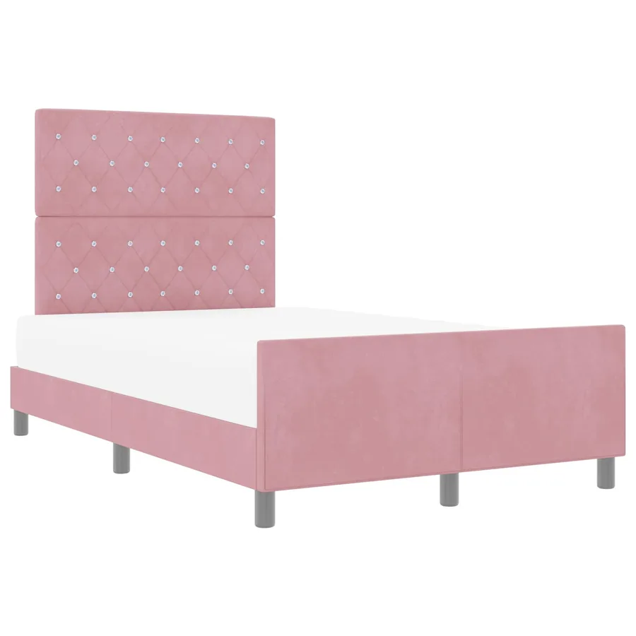 Lit à ressorts avec tête de lit Rose 120 x 200 cm Velours - 2
