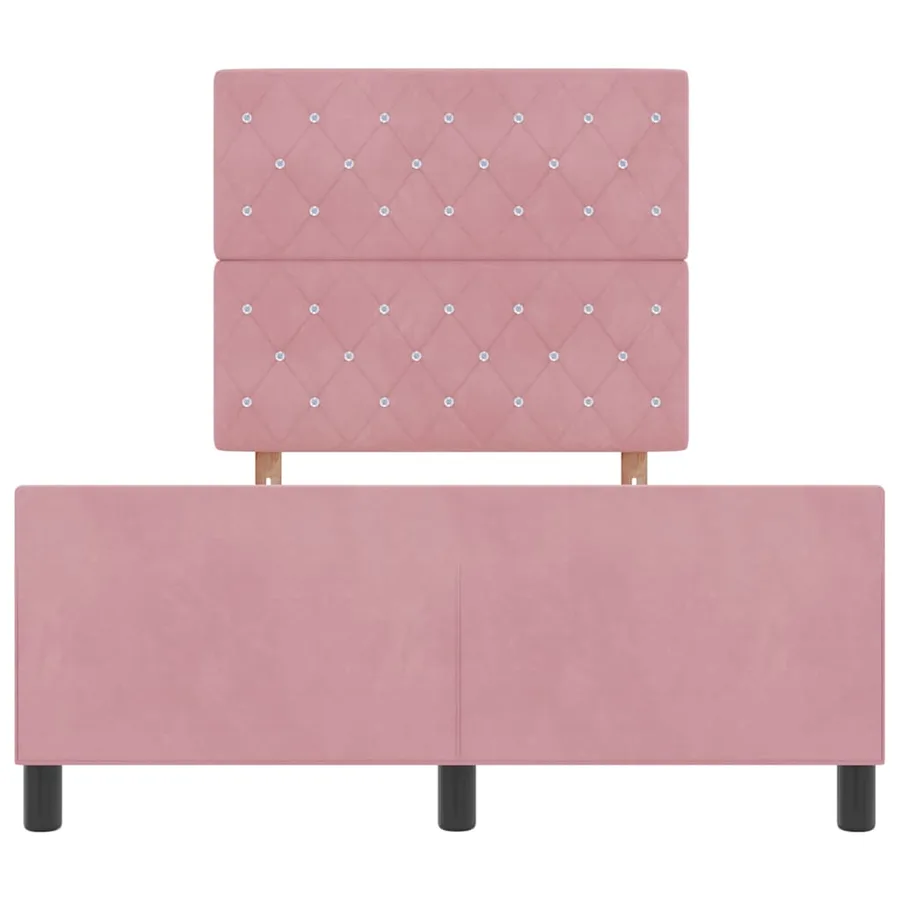 Lit à ressorts avec tête de lit Rose 120 x 200 cm Velours - 7