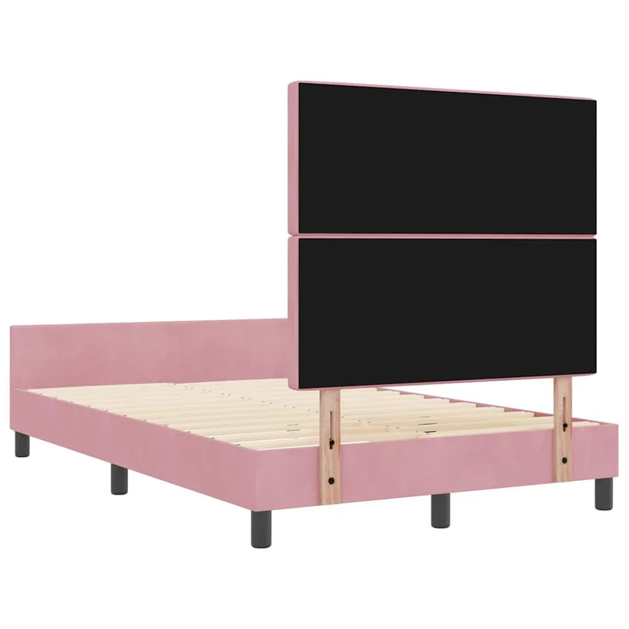 Lit à ressorts avec tête de lit Rose 120 x 200 cm Velours - 9