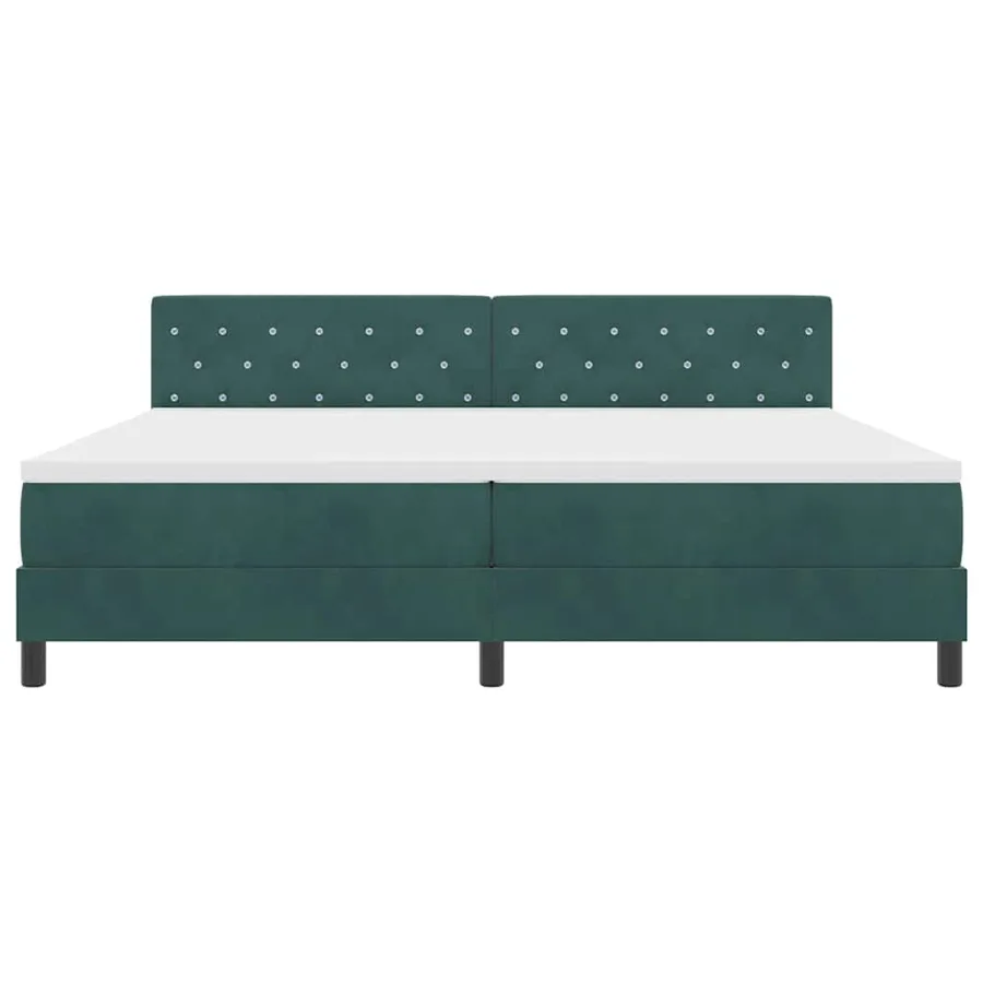 Lit à ressorts avec matelas Vert foncé 200 x 200 cm Velours - 7