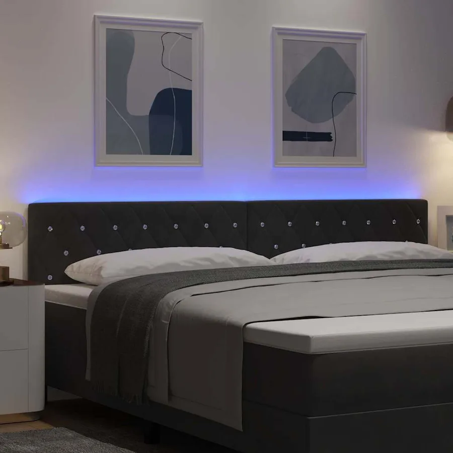 Tête de lit LED avec bandes LED Noir 200 cm Velours - 4