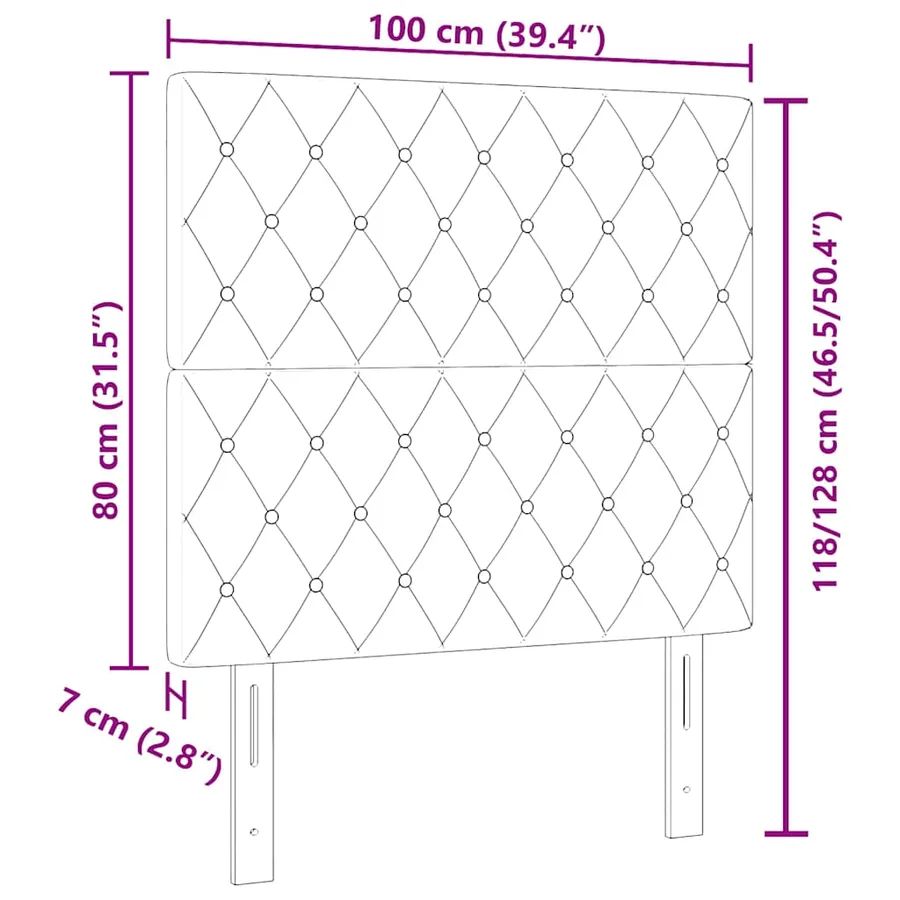 Tête de lit Noir 100 cm Velours - 9