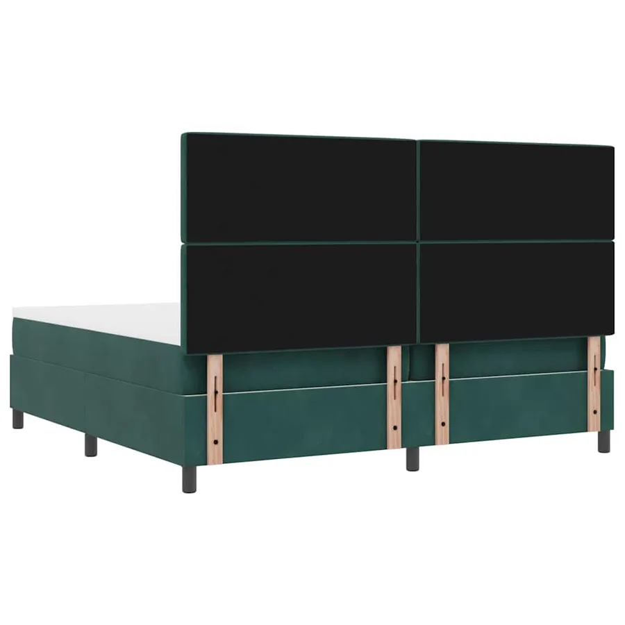 Lit à ressorts avec matelas Vert foncé 200 x 200 cm Velours - 9