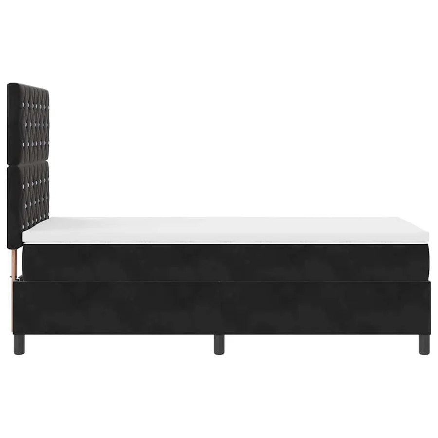 Lit à ressort LED avec matelas Noir 100 x 200 cm Velours - 7