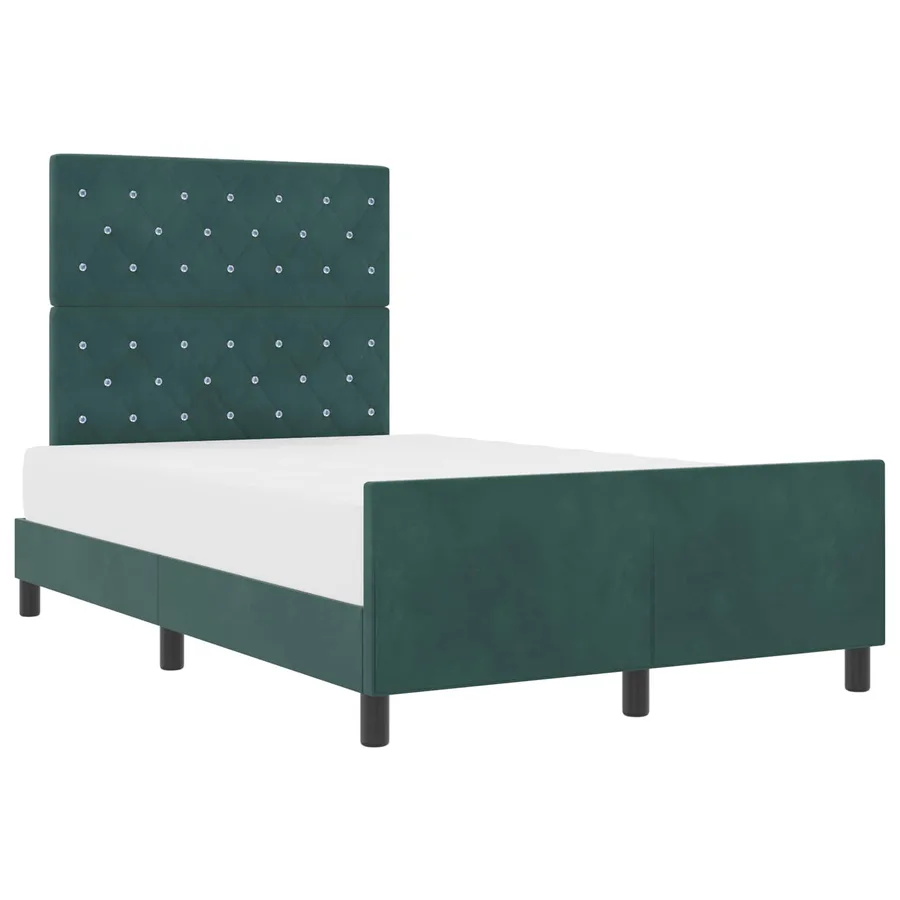 Lit à ressorts avec tête de lit Vert foncé 120 x 200 cm Velours - 2