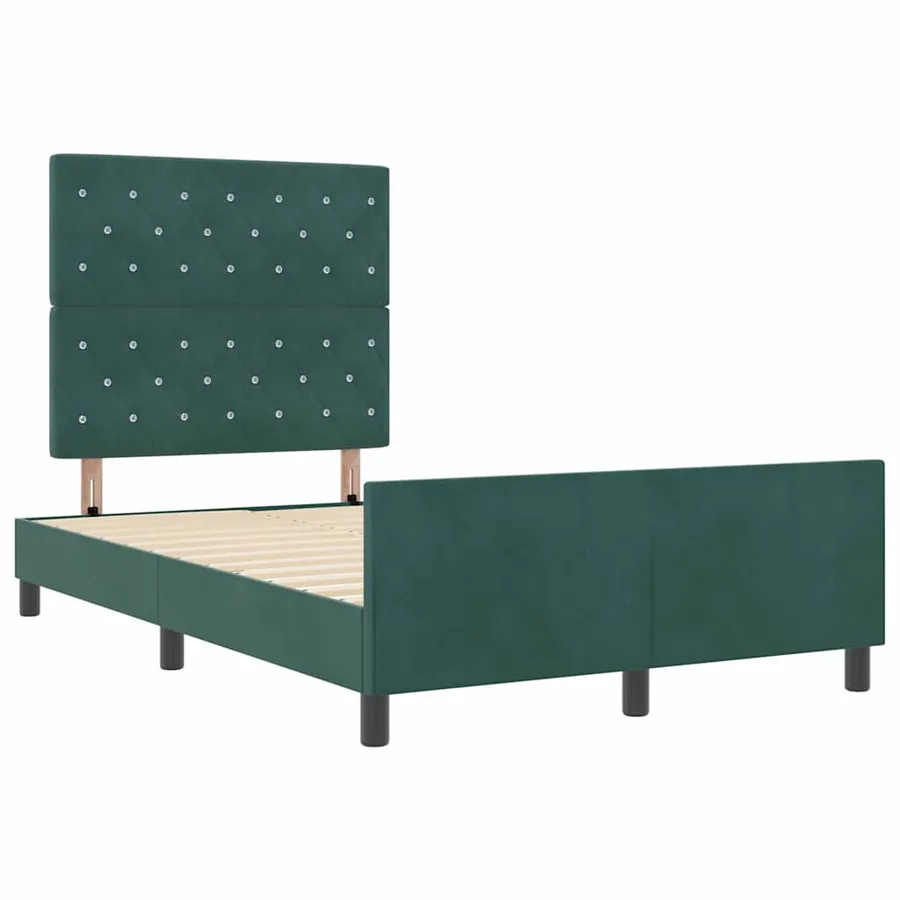 Lit à ressorts avec tête de lit Vert foncé 120 x 200 cm Velours - 5