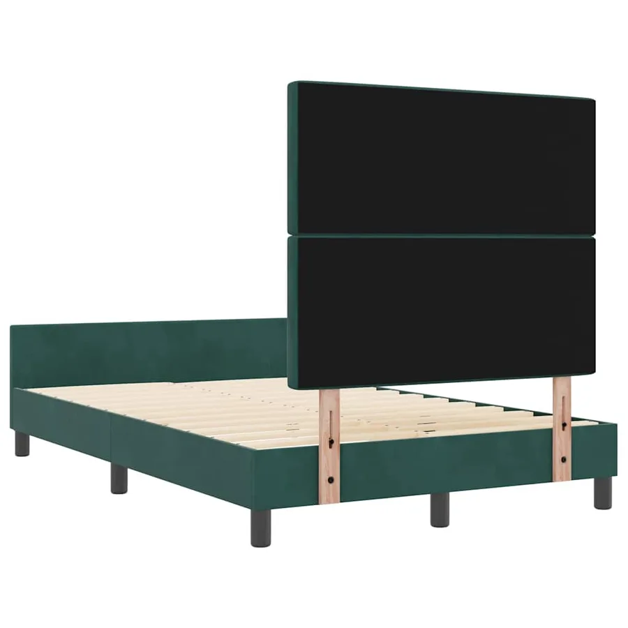 Lit à ressorts avec tête de lit Vert foncé 120 x 200 cm Velours - 9