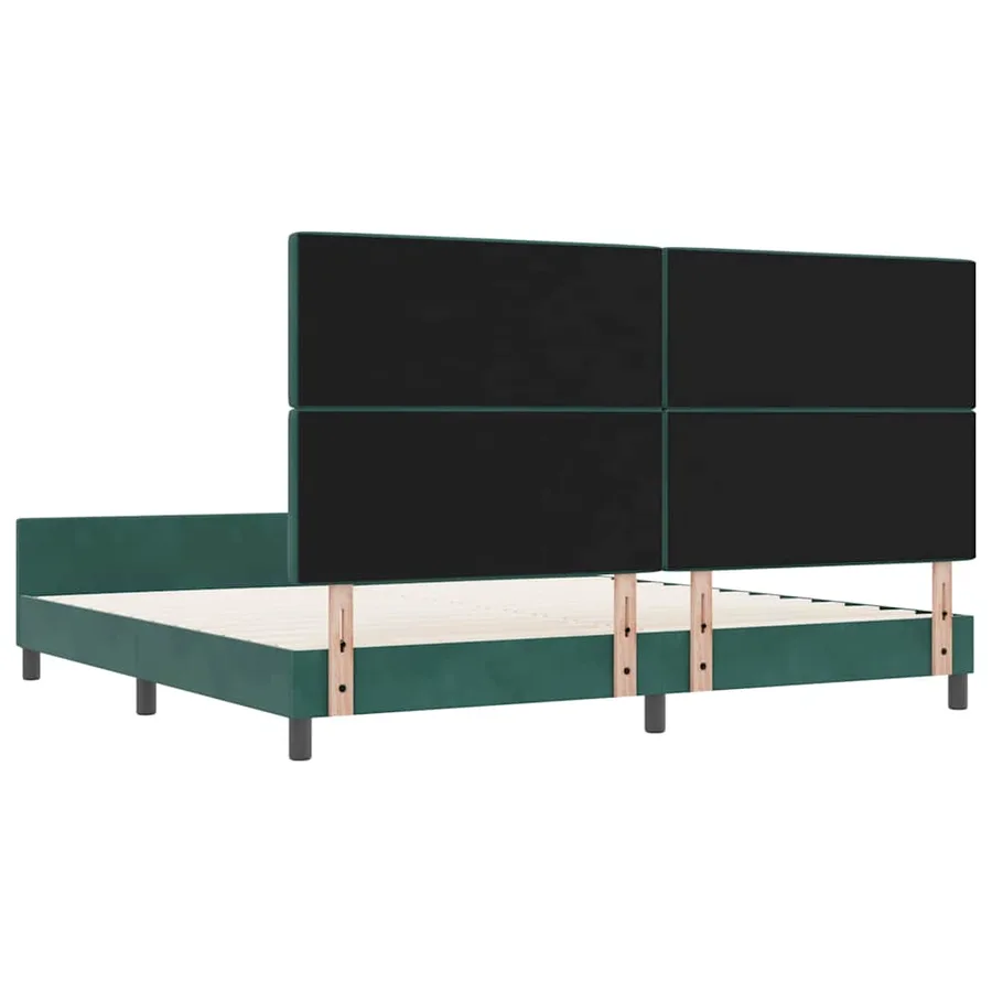 Lit à ressorts avec tête de lit Vert foncé 200 x 200 cm Velours - 9