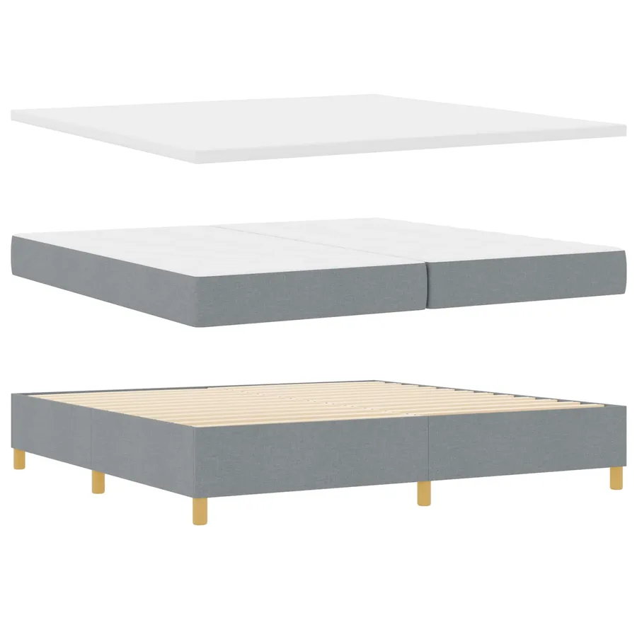 Lit à ressorts avec tête de lit Gris clair 200 x 200 cm tissu - 5