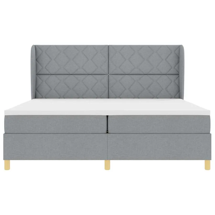 Lit à ressorts avec tête de lit Gris clair 200 x 200 cm tissu - 7