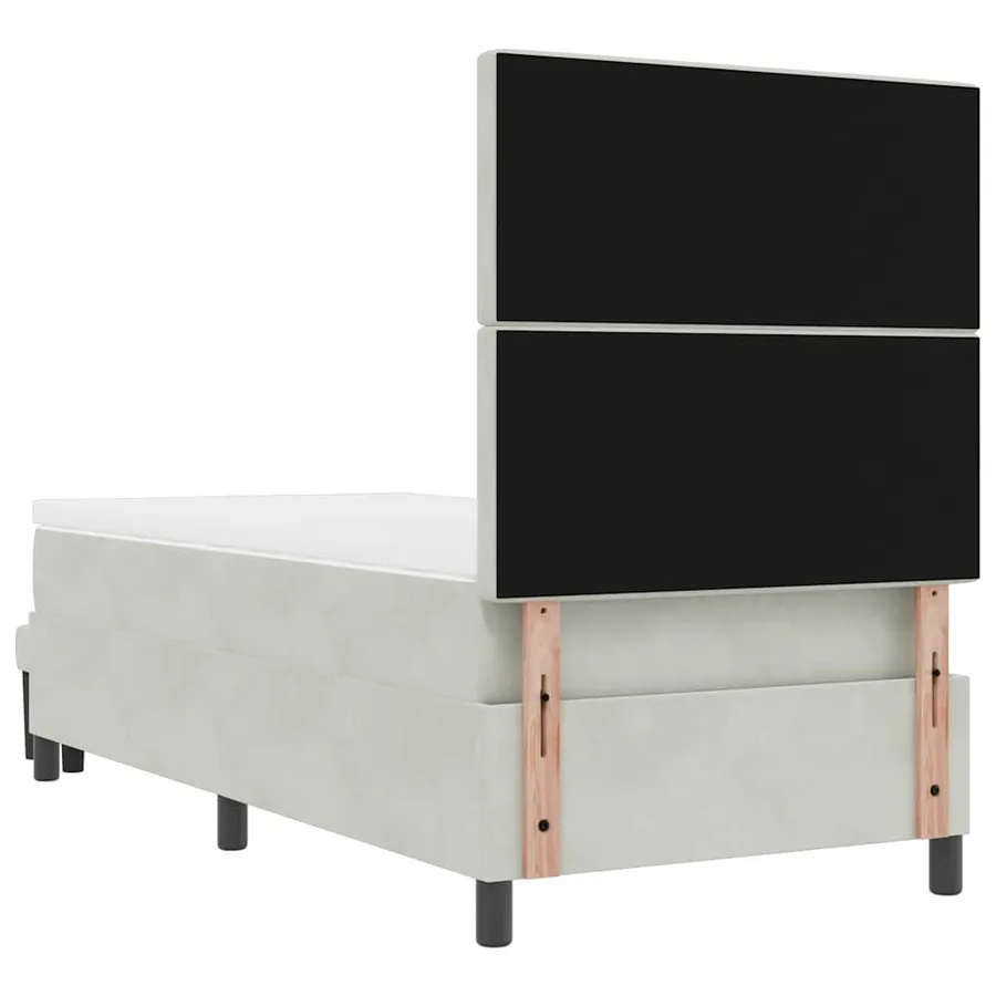 Lit à ressorts avec tête de lit Gris clair 200 x 100 cm Velours - 10