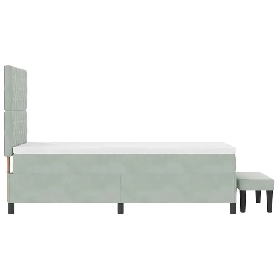 Lit à ressorts avec tête de lit Gris clair 200 x 100 cm Velours - 9