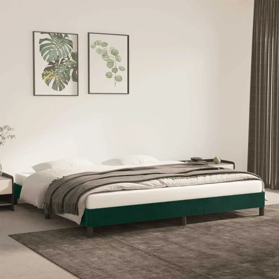 Cadre de lit sans matelas vert foncé 200x200 cm velours