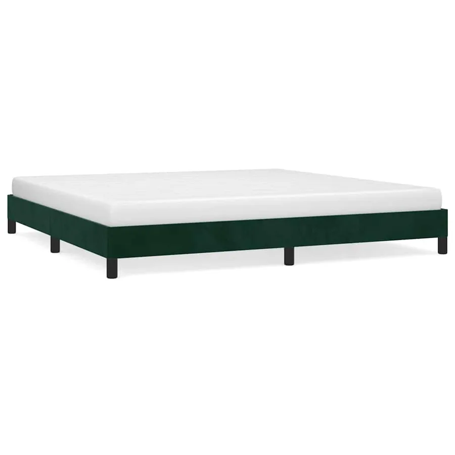 Cadre de lit sans matelas vert foncé 200x200 cm velours - 2