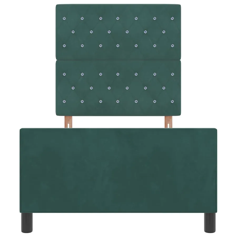 Lit à ressorts avec tête de lit Vert foncé 100 x 200 cm Velours - 7