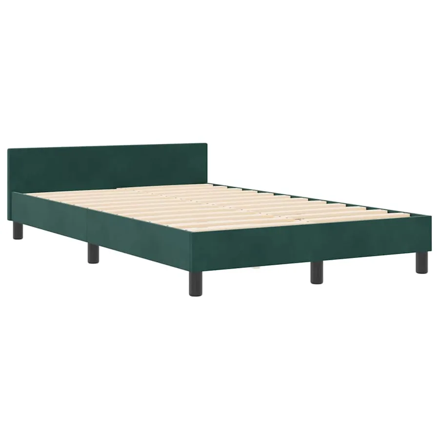 Lit à ressorts avec tête de lit Vert foncé 120 x 200 cm Velours - 4