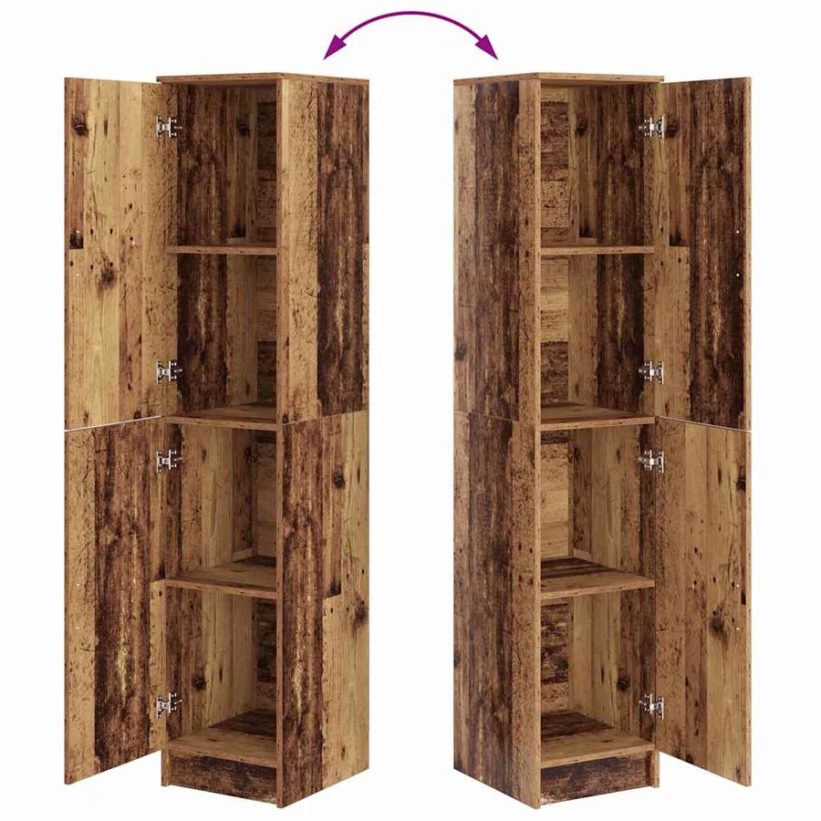 Haut Armoire Bois ancien 35 x 39 x 168 cm - 11