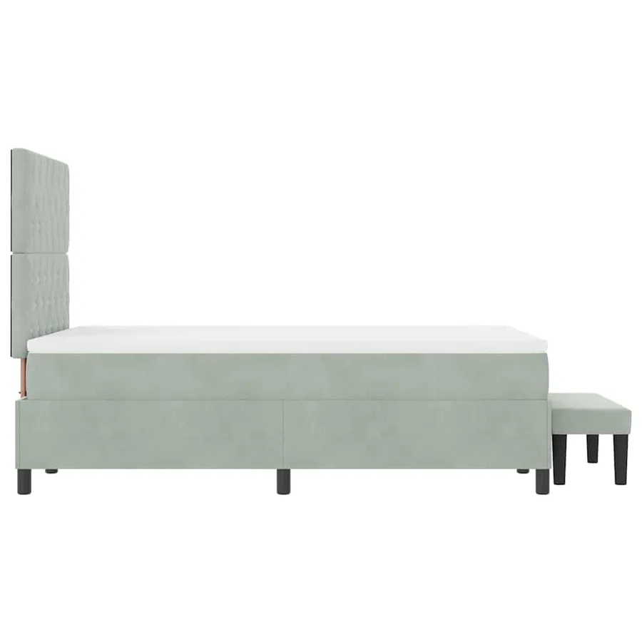Lit à ressorts avec tête de lit Gris clair 190 x 120 cm Velours - 9