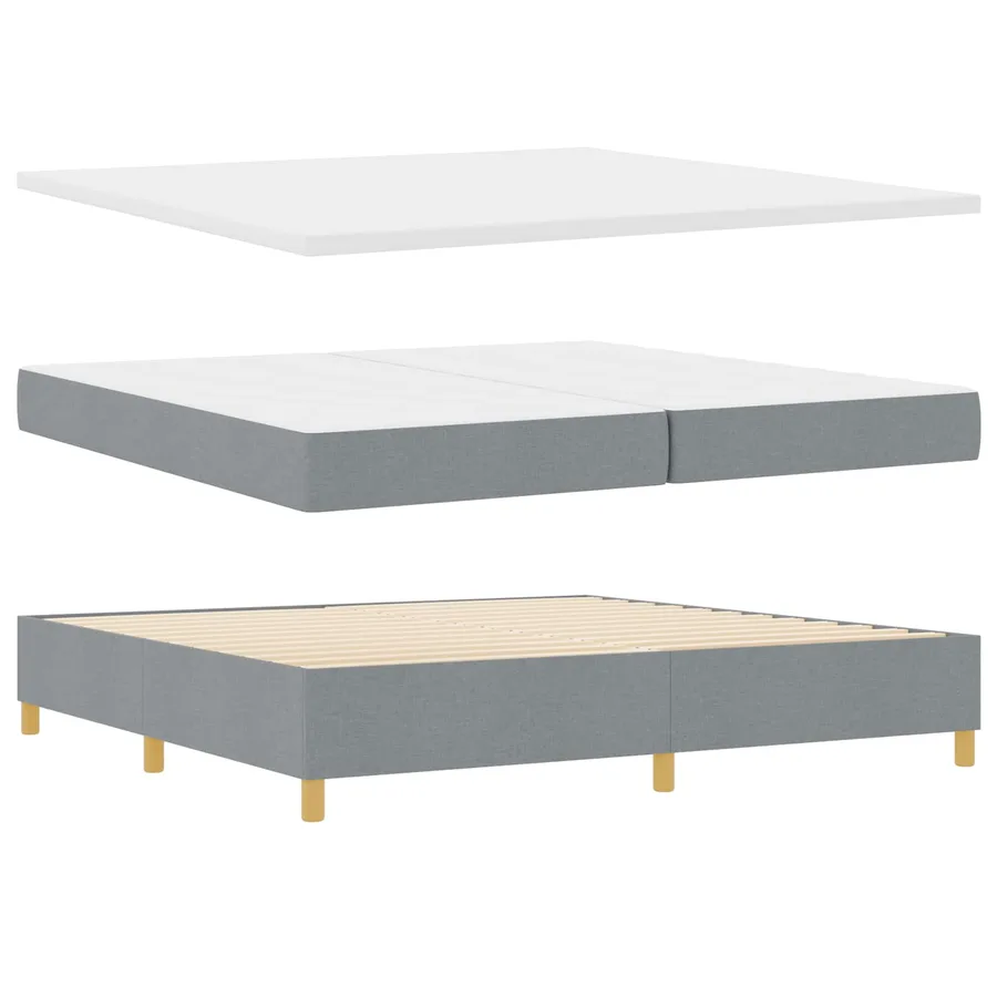 Lit à ressorts avec tête de lit Gris clair 200 x 200 cm tissu - 5