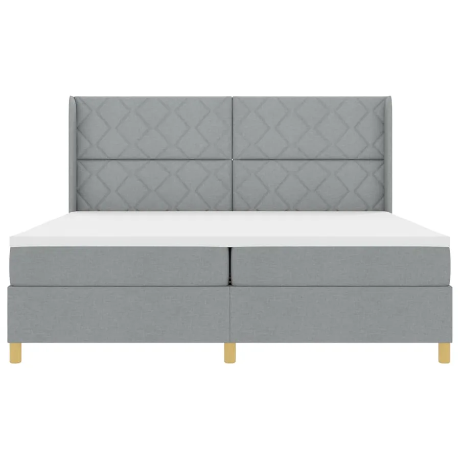 Lit à ressorts avec tête de lit Gris clair 200 x 200 cm tissu - 7