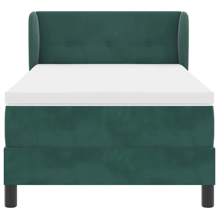Lit à ressorts avec tête de lit Vert foncé 90 x 200 cm Velours - 7