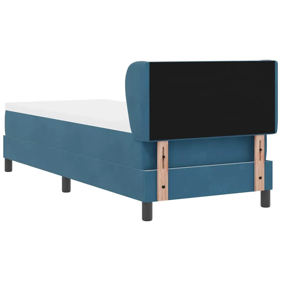 Lit à ressorts avec tête de lit Bleu foncé 80 x 200 cm Velours - 9
