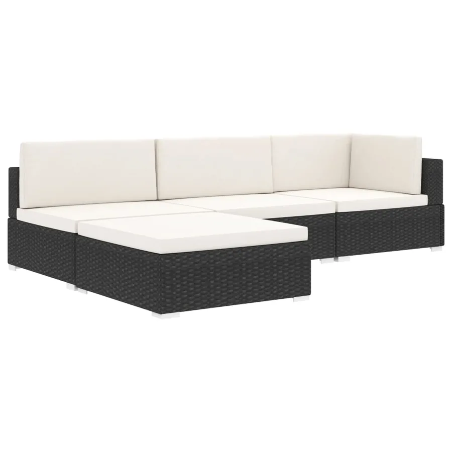 Repose-pied sectionnel 1 pc avec coussin Résine tressée Noir - 11