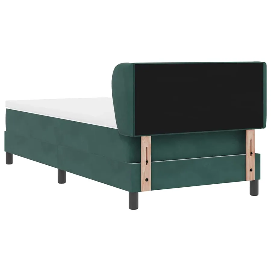Lit à ressorts avec tête de lit Vert foncé 90 x 190 cm Velours - 9