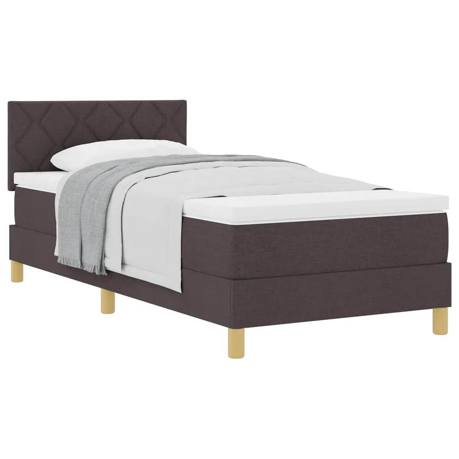 Lit à ressorts avec coussin Marron foncé 100 x 200 cm tissu - 2