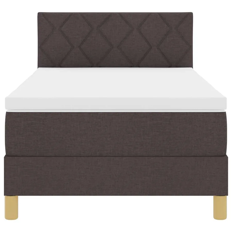 Lit à ressorts avec coussin Marron foncé 100 x 200 cm tissu - 7