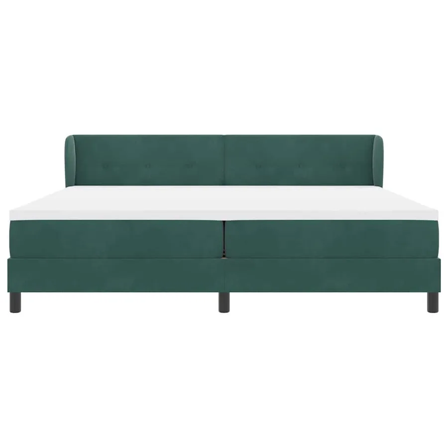 Lit à ressorts avec tête de lit Vert foncé 200 x 200 cm Velours - 7