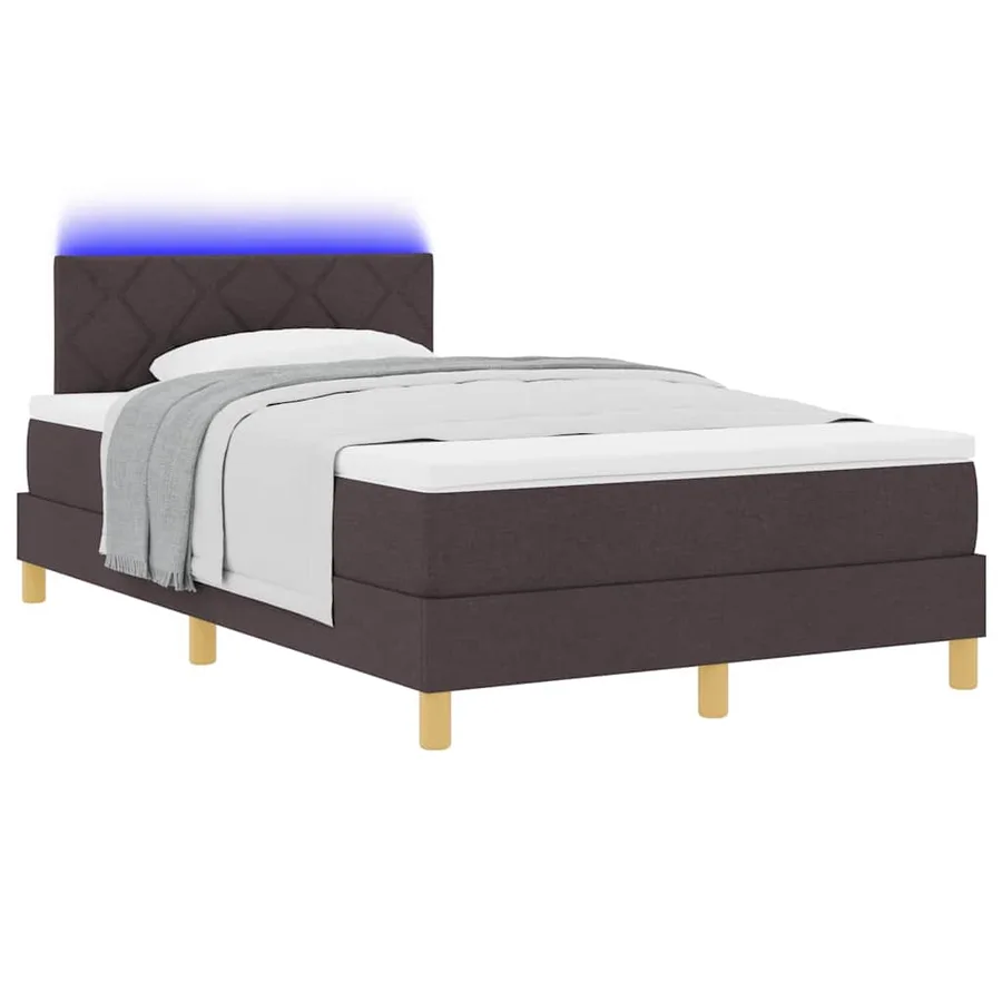 Lit à ressort LED Marron foncé 120 x 200 cm tissu - 3