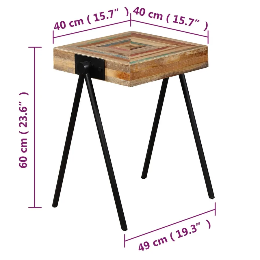 Table d'appoint Teck massif de récupération - 9