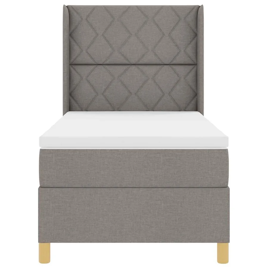 Lit à ressorts avec tête de lit Taupe 100 x 200 cm tissu - 5