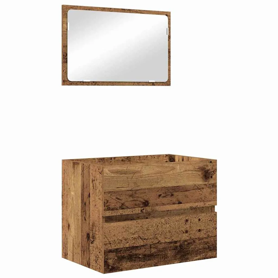 Ensemble de mobilier de salle de bain 2 pcs Bois Ancien - 2
