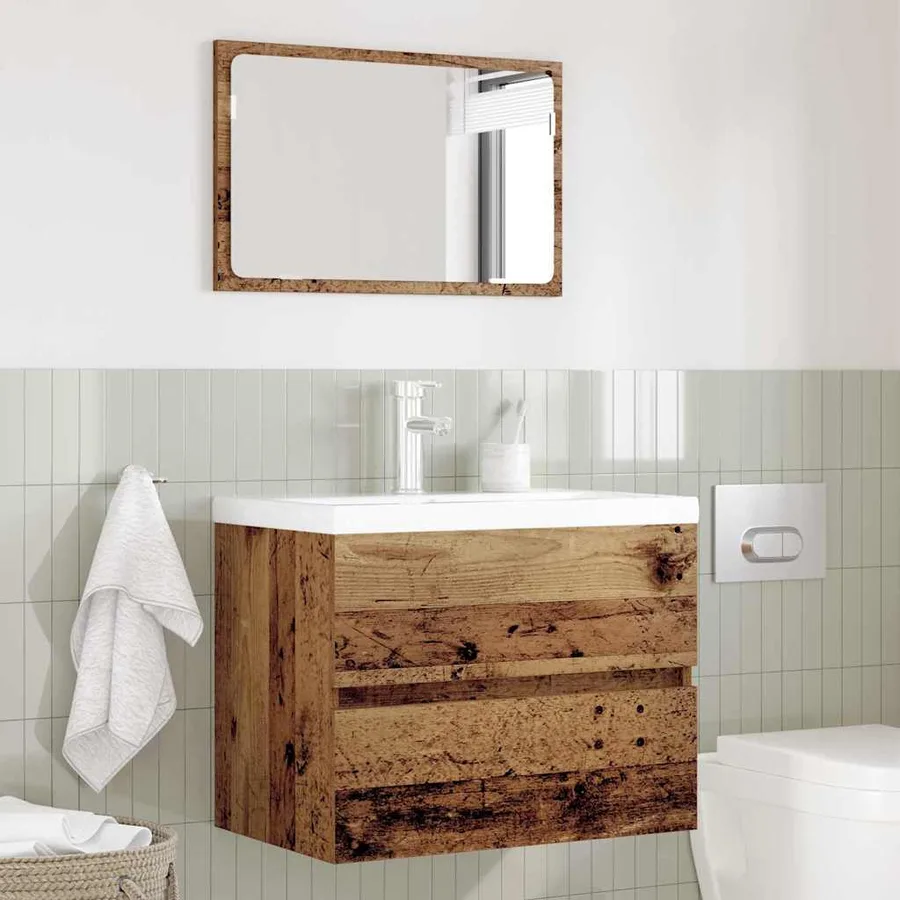 Ensemble de mobilier de salle de bain 2 pcs Bois Ancien - 4