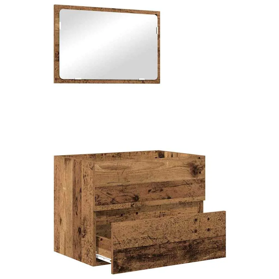 Ensemble de mobilier de salle de bain 2 pcs Bois Ancien - 5