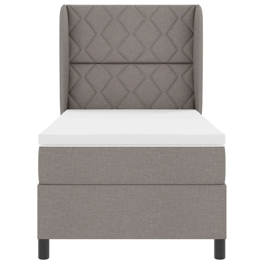 Lit à ressorts avec tête de lit Taupe 100 x 200 cm tissu - 7