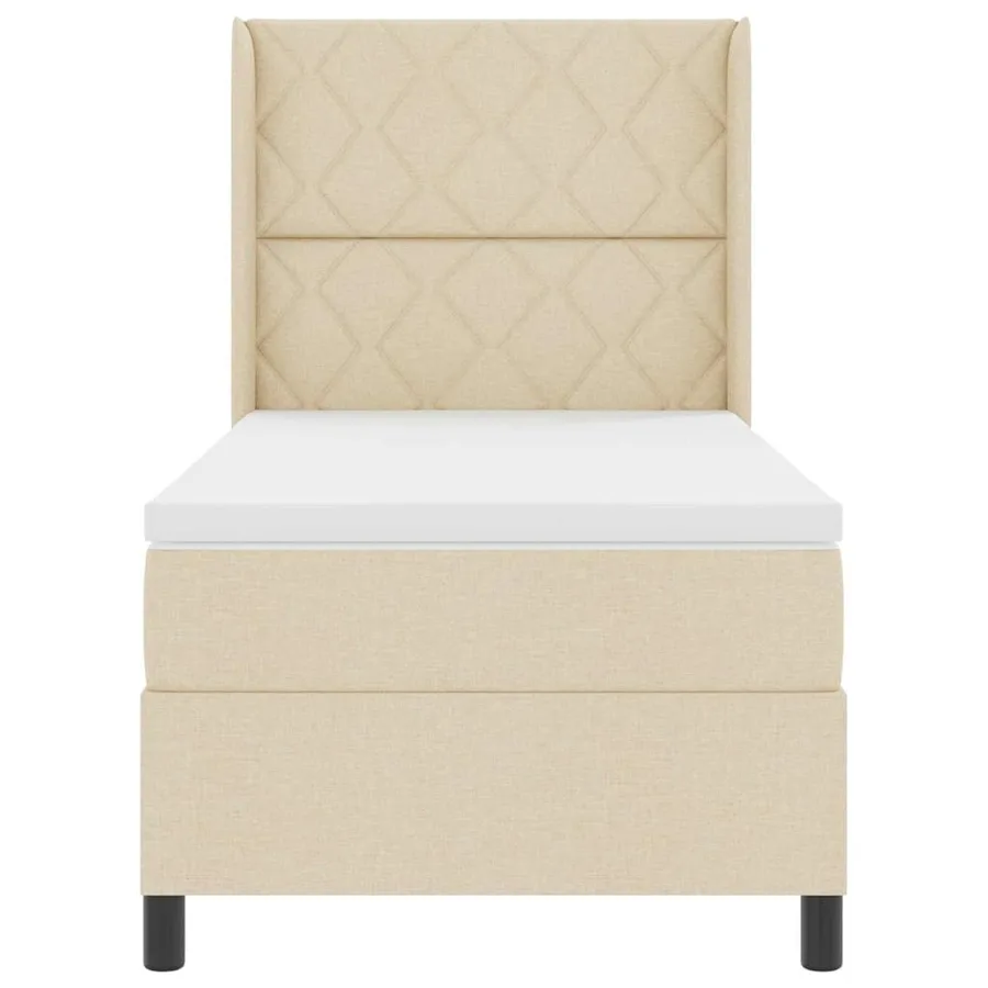 Lit à ressorts avec coussin Crème 200 x 100 cm tissu - 7