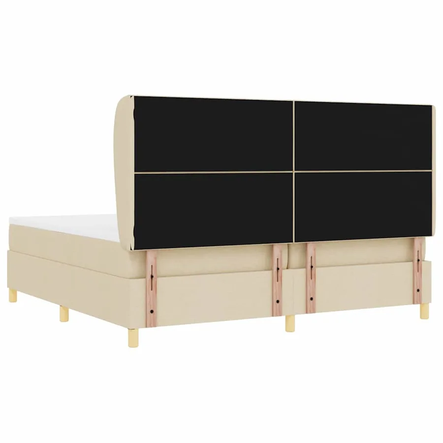Lit à ressorts avec tête de lit Crème 200 x 200 cm tissu - 9