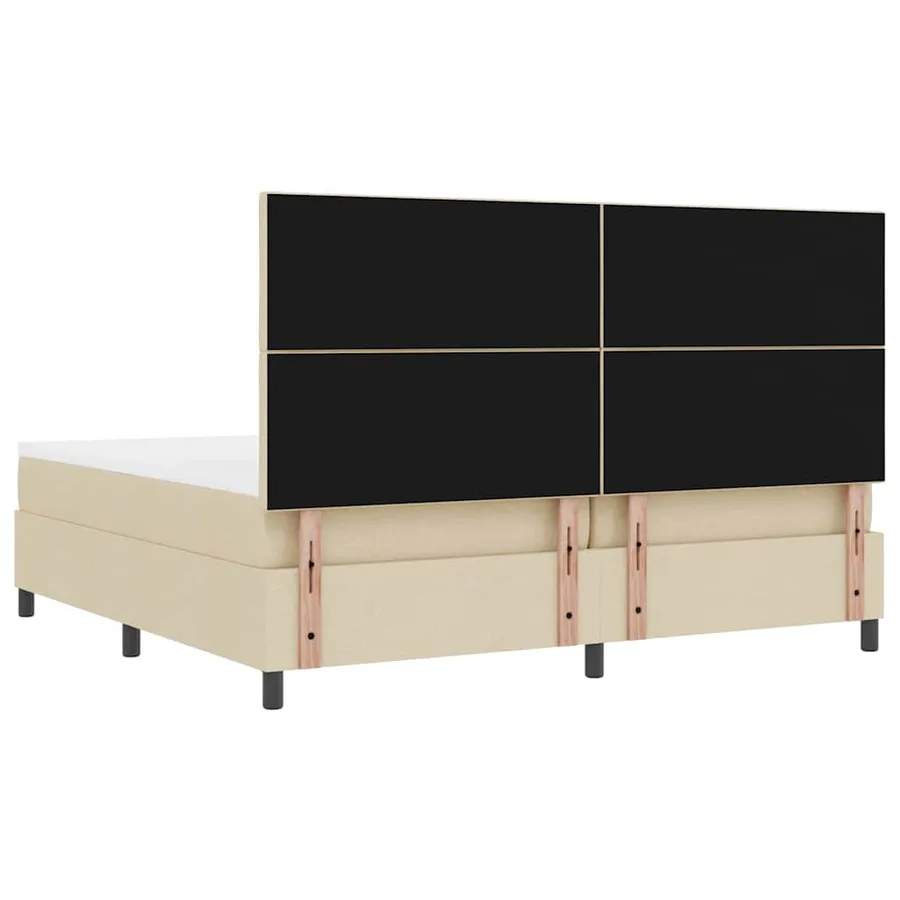 Lit à ressorts avec bandes LED Crème 200 x 200 cm tissu - 10