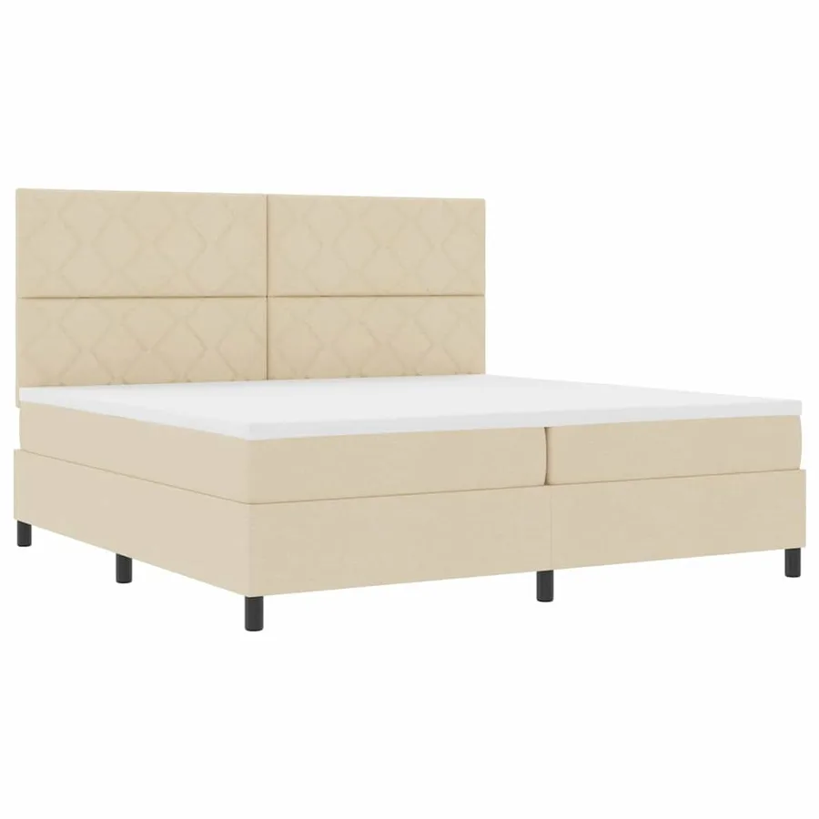 Lit à ressorts avec bandes LED Crème 200 x 200 cm tissu - 6