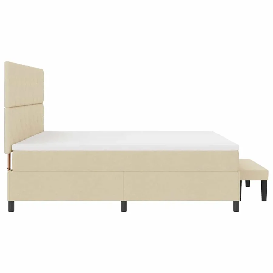 Lit à ressorts avec tête de lit Crème 200 x 200 cm tissu - 9