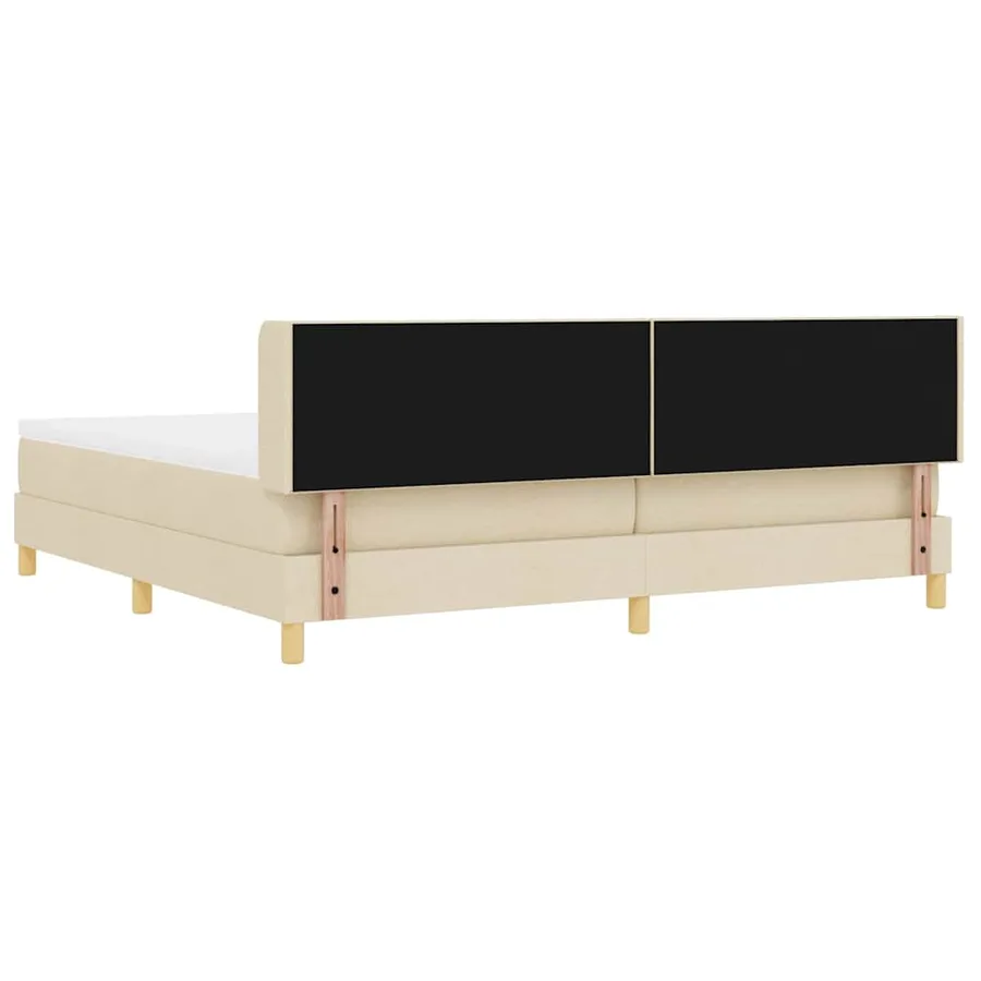 Lit à ressorts avec tête de lit Crème 200 x 200 cm tissu - 9